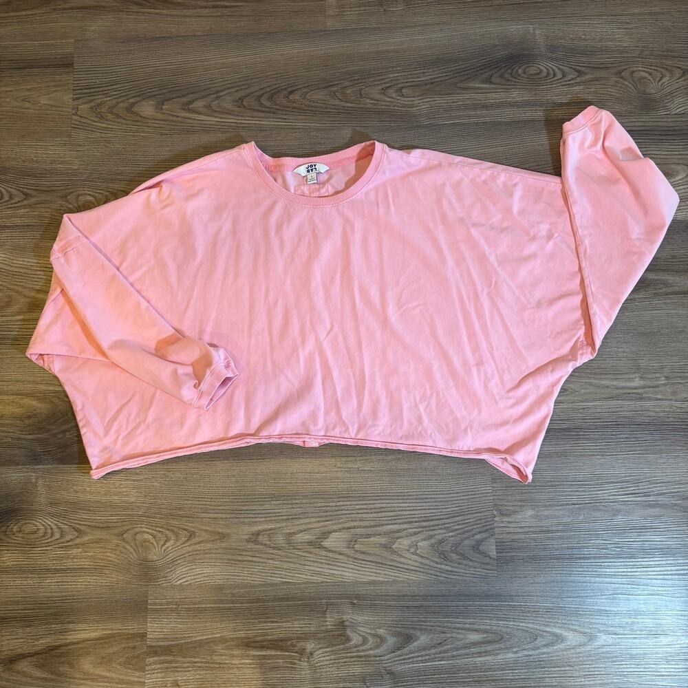 JoyLab Women’s Large Pink Oversized Cropped Long Sleeve Dolman Top